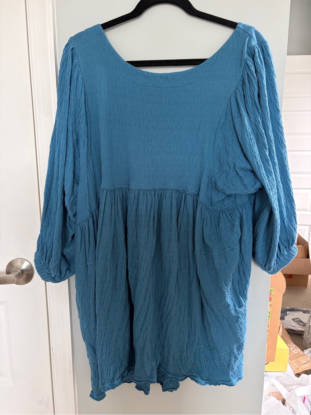 Free People Blue Textured Tunic Top